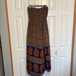 RAGA Strapless Blue and Orange Sundress